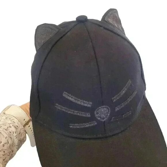 Collection Eighteen Unisex Adult Black Cotton Baseball Cap w Ears NEW - Picture 11 of 11
